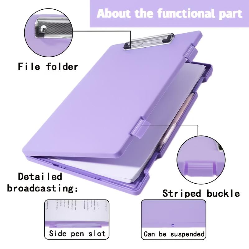 Clipboards with Storage, Plastic Storage Clipboard with Low Profile Clip, Binder Clipboard Folder Side-Opening,Office Supplies