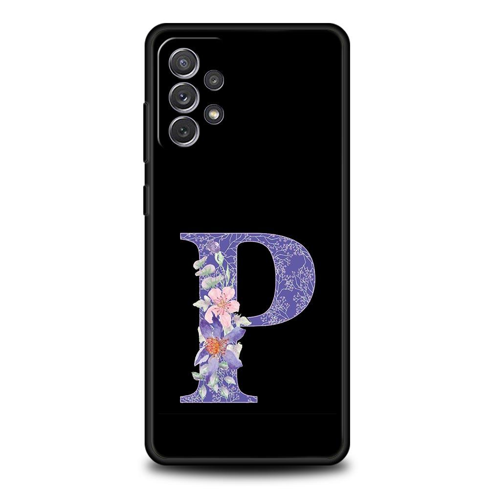 Letters Purple Flower Phone Case For Samsung Galaxy A17 A07 A55 A35 A25 A15 A05 A33 5G A31 A23 A21s A13 A41 A73 A53 A51 A71Cover