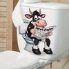 3D Funny Cow Reading Newspaper On Toilet Wall Sticker Self-Adhesive Waterproof Removable Bathroom Home Decor Art