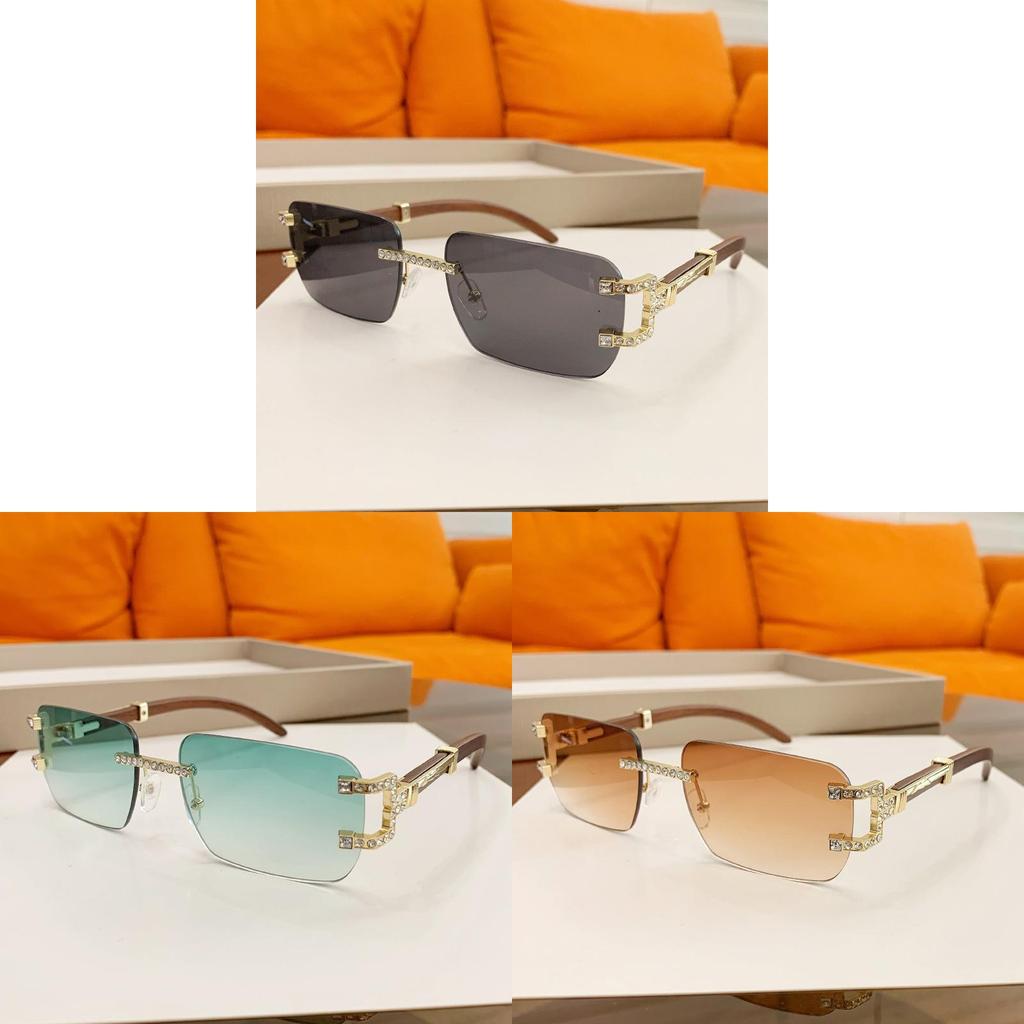 New Frameless Small Square Sunglasses With Rhinestone Accents For Fashionable Street Style