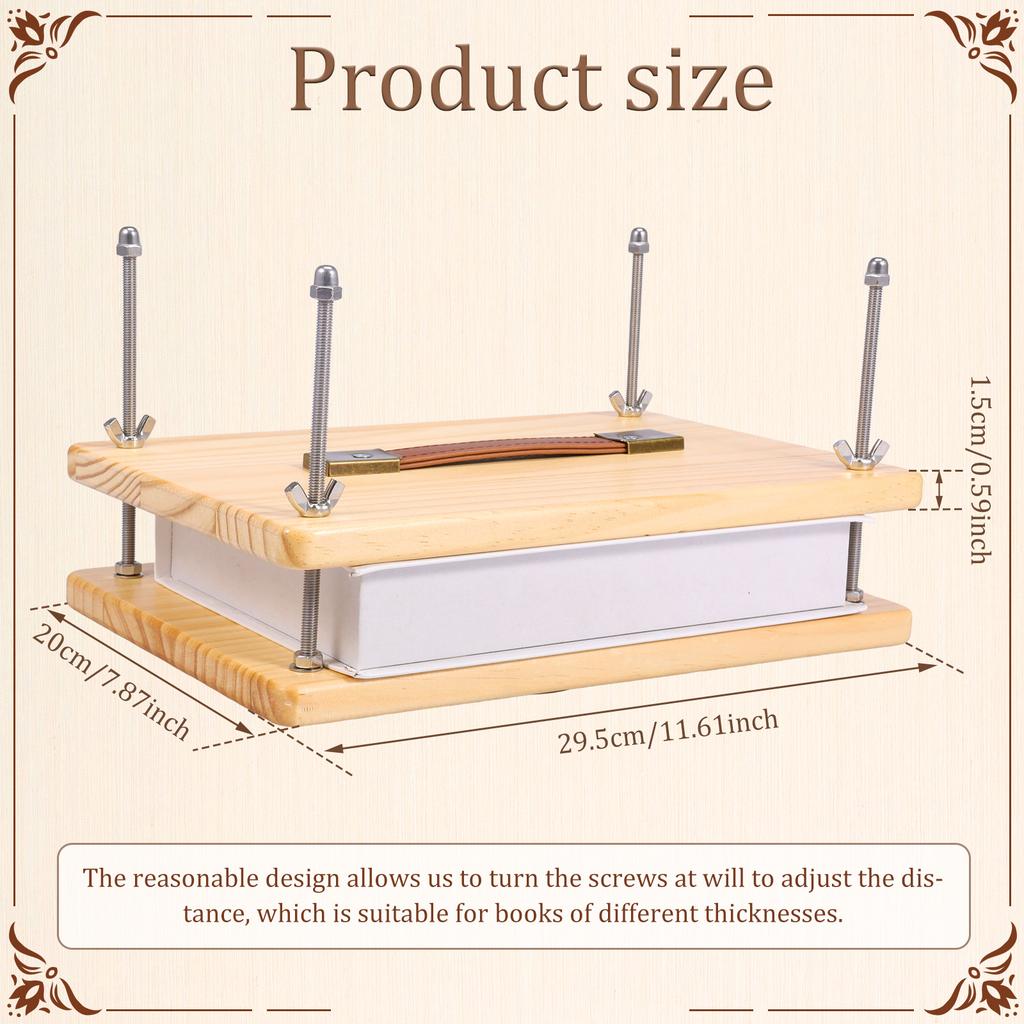 Wooden Book Press Manual Book Binding Press With Ergonomic Handle Smooth Surface DIY Bookbinding Tool for Photo Album and Cards