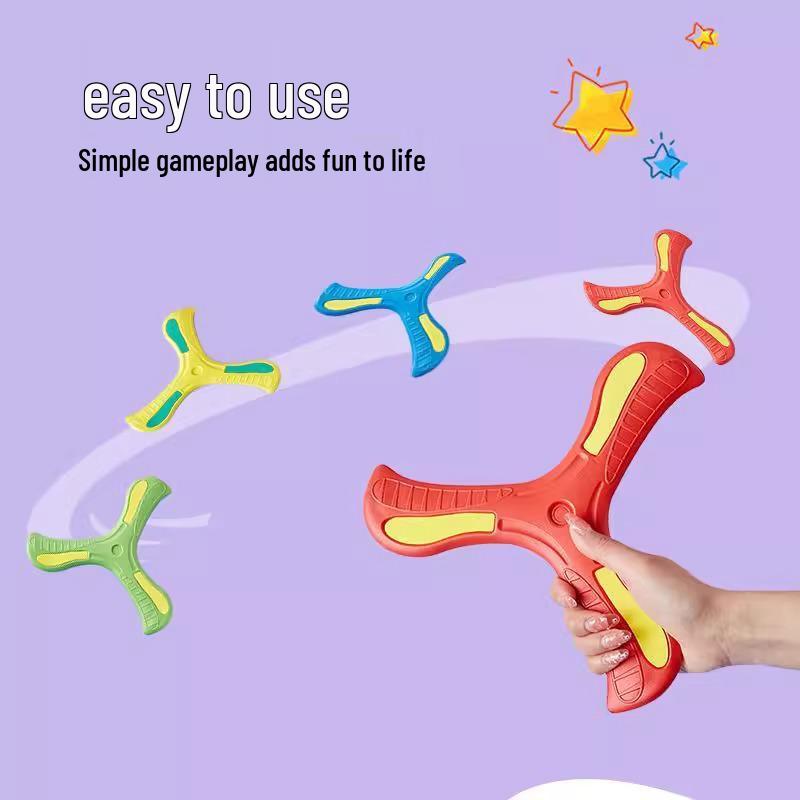 Large Children's Soft Rubber Boomerang - Durable, Three-Leaf Design for Safe Outdoor Play