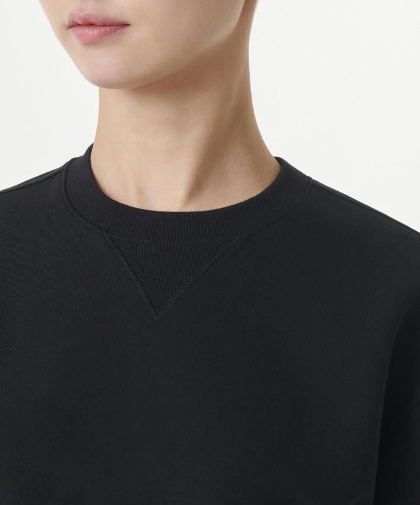 MUSINSA STANDARD WOMAN Women'S Double Knit Short Sleeve Sweatshirt [Black]