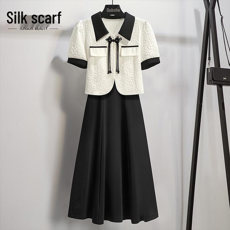 Женский новый двухпредметный комплект в китайском стиле с цветовыми блоками M