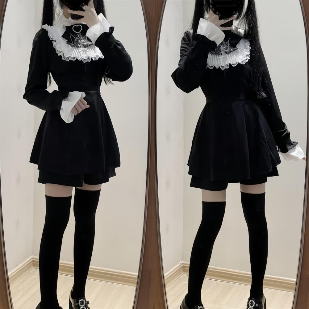 Lolita Sickly Perfect for School and Fall [EDREES] Women's Dress, Cute, Set, Stand-Up Collar, Above-the-Knee, High-Waisted, A-Line, Princess-Style,