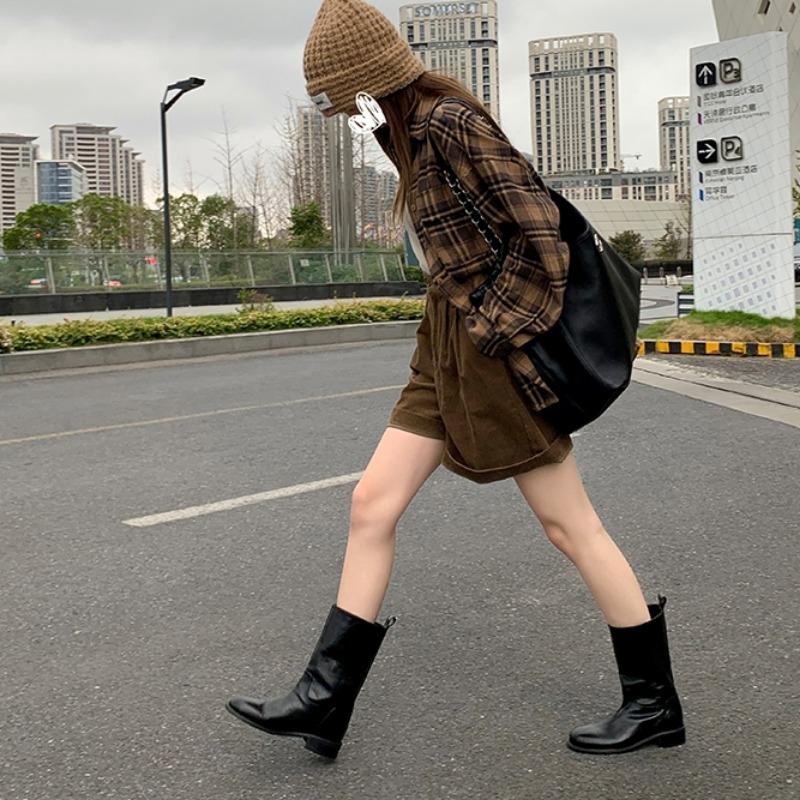 Fashion New Mid Calf Women Autumn Fashion Women Botas Simple Flat Heel Boots Women's Ankle Boots British Style Women's Booties Q326