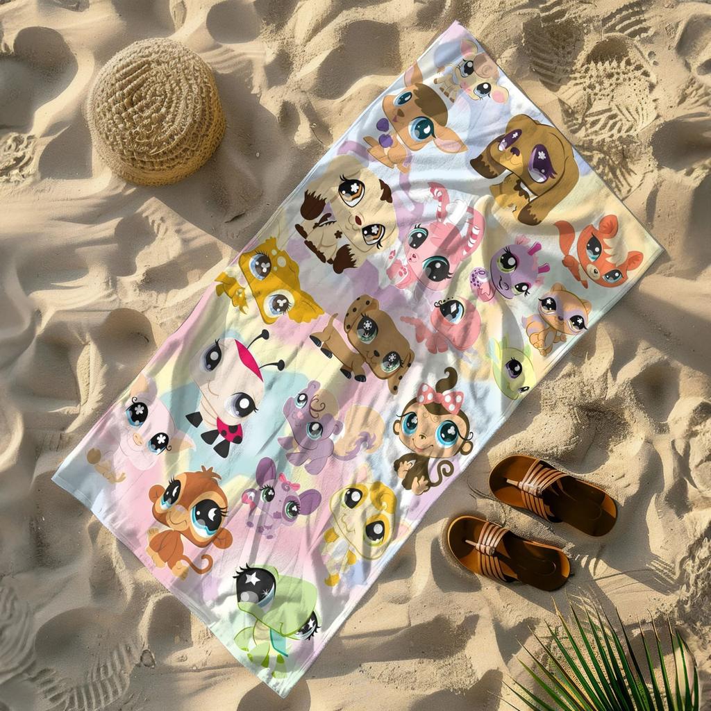 Littlest Pet Shop Beach Towel, Christmas Theme Printed Beach Towel, Multicolor Pattern, Suitable for Beach and Pool, Exquisite