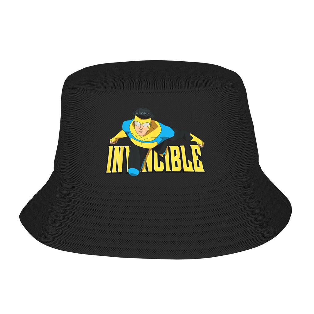 Invincible OmniUnisex Black and White Bucket Hat Beach Hatwear Accessories Fishing Hat for Girl Boonie Hat Lightweight