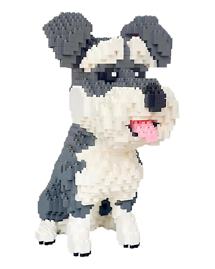 16049 Świat Zwierząt Standardowy Sznaucer Pies Siedzi Pet Model Lalki Mini Diamentowe Klocki Cegły Budynku Zabawki dla Dzieci bez Pudełka
