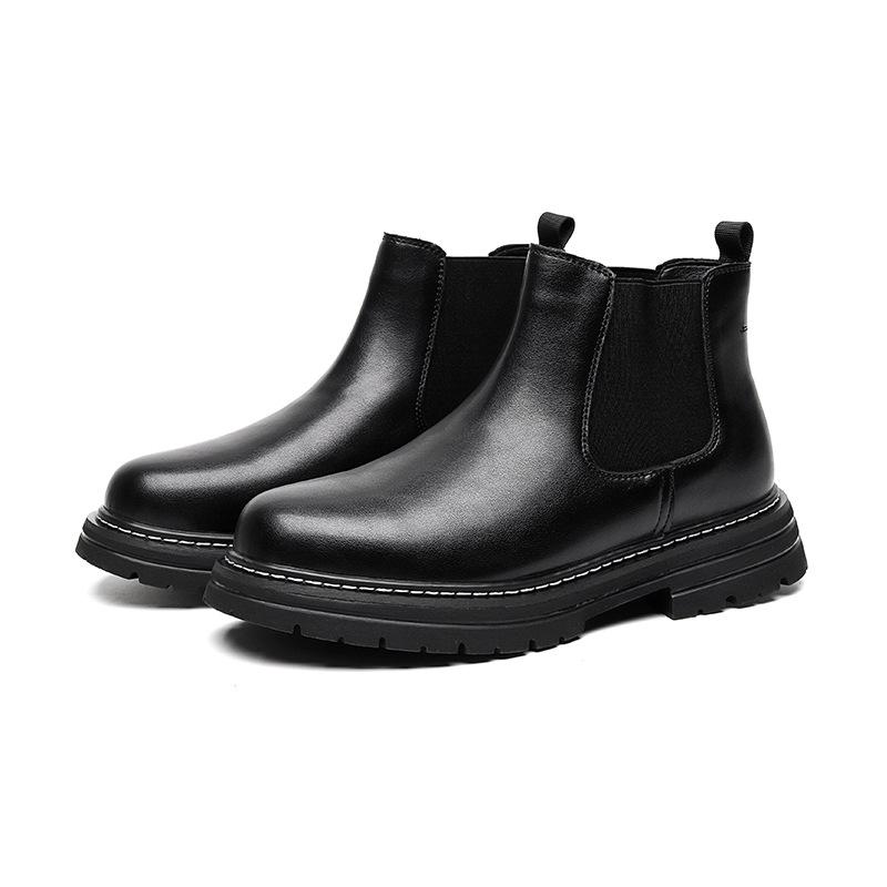 mens casual chelsea boots original leather shoes business office dress cowboy platform ankle boot black stylish short botas male