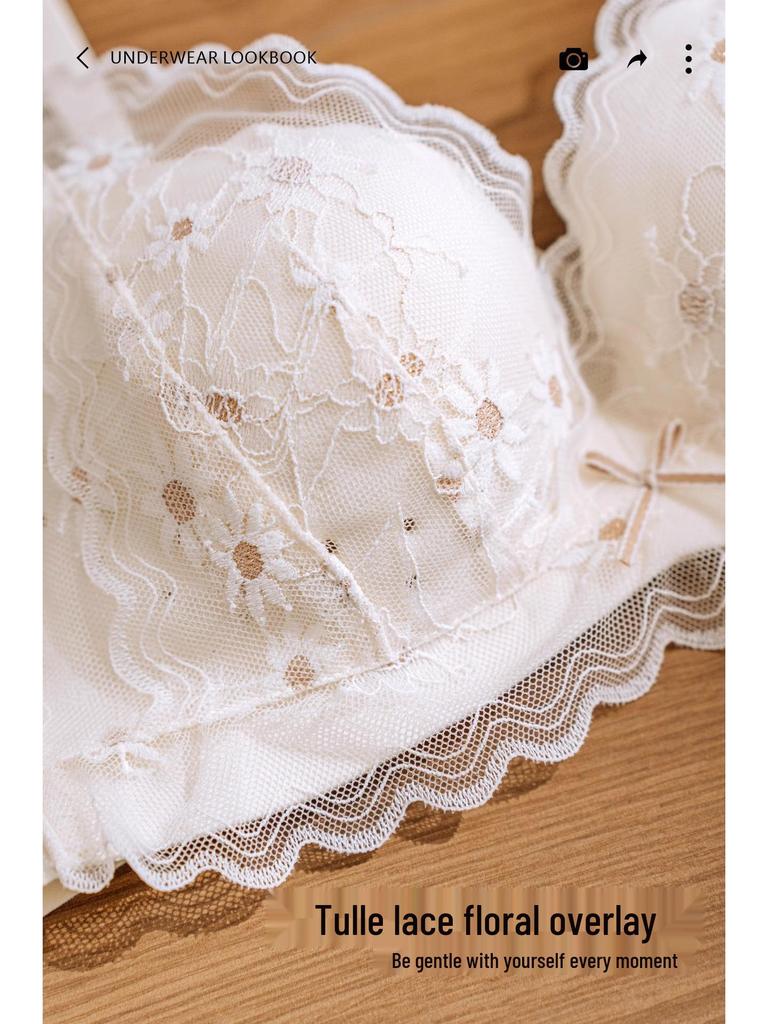 Sexy Dessous-Set aus Spitze für Damen: Atmungsaktiver, Verstellbarer, Anti-Hänge-BH mit Dünnen Hohlkörbchen