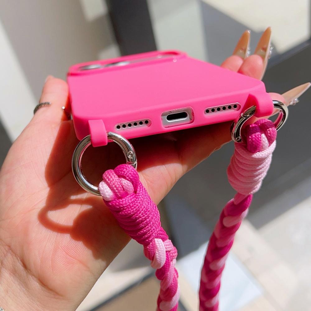 Candy Silicone with Colored Crossbody Lanyard Phone Case for iPhone Air 17 16 15 14 13 12 11 Pro Max Plus 16e Strap Protect Case