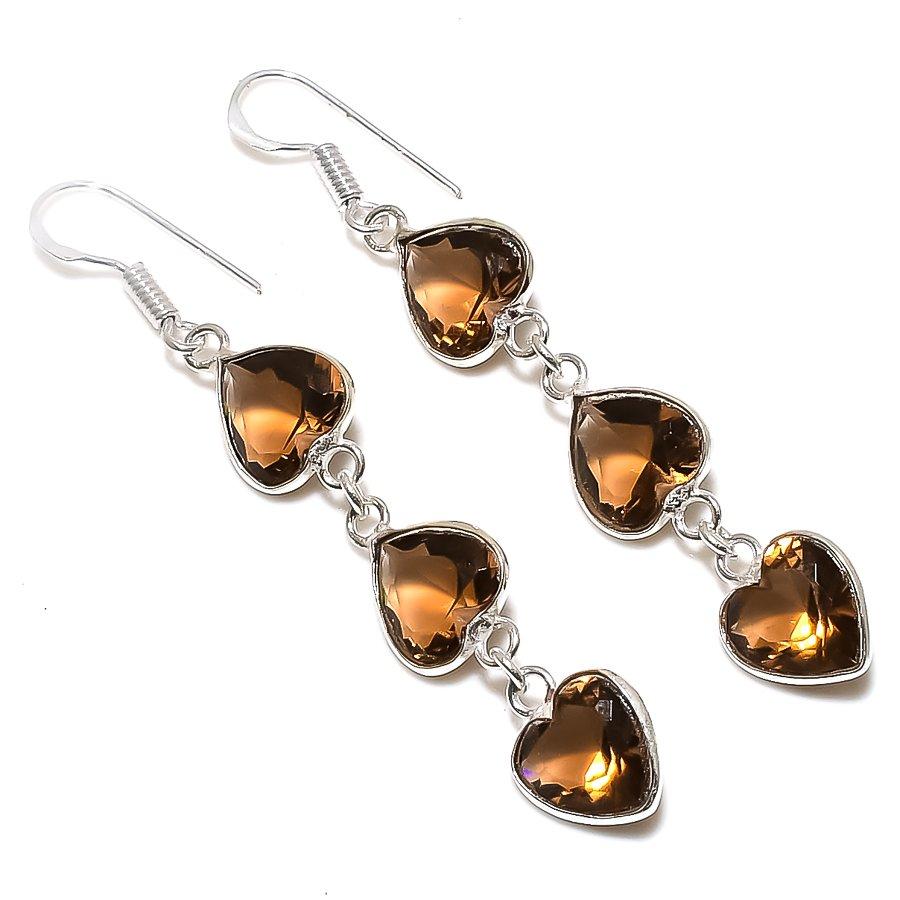 

Серьги ручной работы из стерлингового серебра 925 пробы с натуральным медовым топазом 2,52 дюйма T7j88