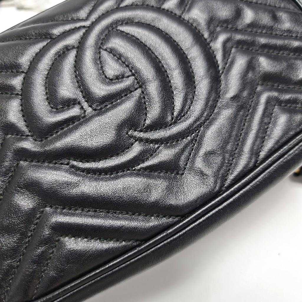 [Pre-Owned] Gucci GG Marmont Small Matelassé Shoulder Bag 'Black' - Good #H3A6KG