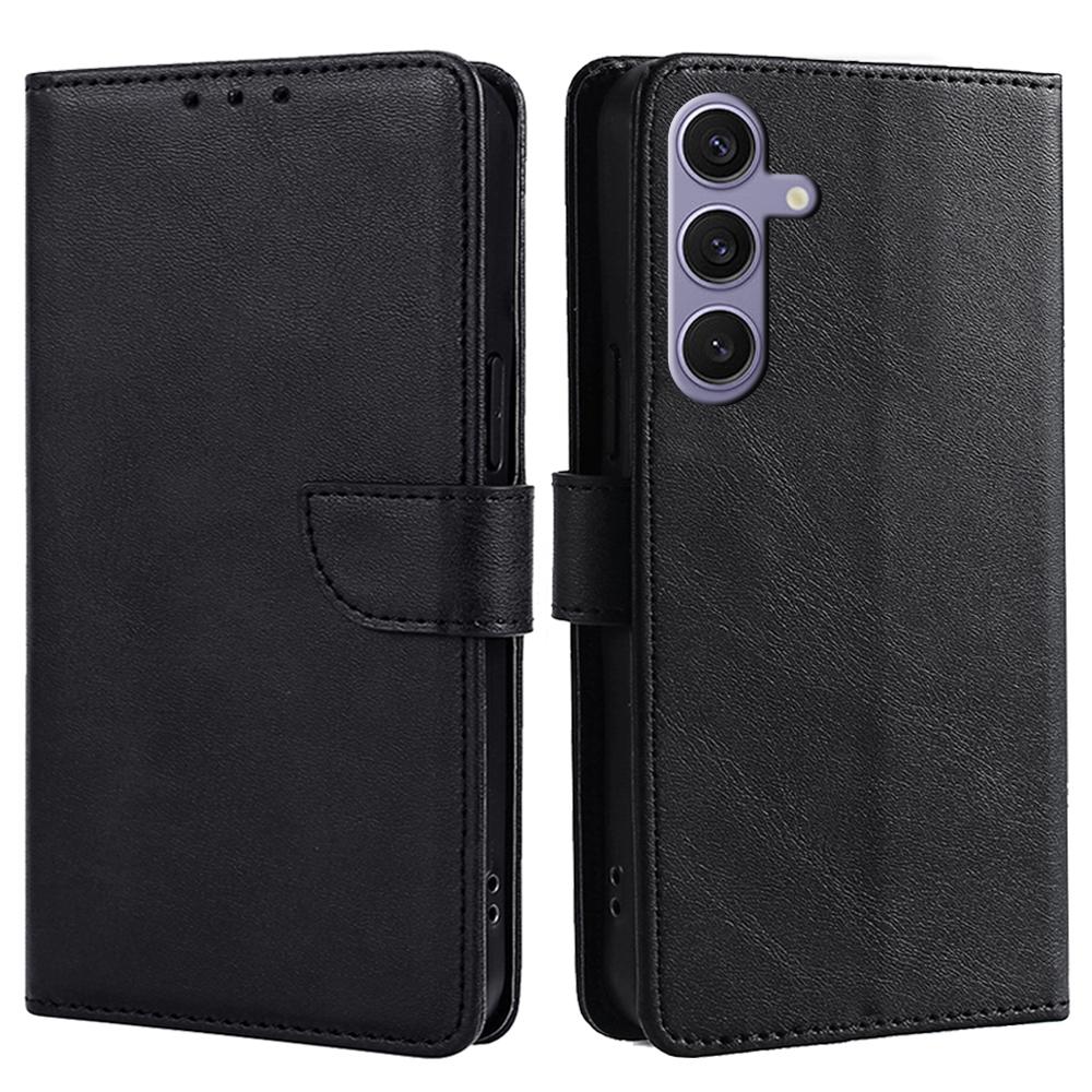 For Samsung Galaxy S24 Case Wallet Card Slots Calf Texture Leather Phone Cover