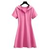 Women's Summer Hooded Dress Short Sleeve A-Line Casual Sports Dress
