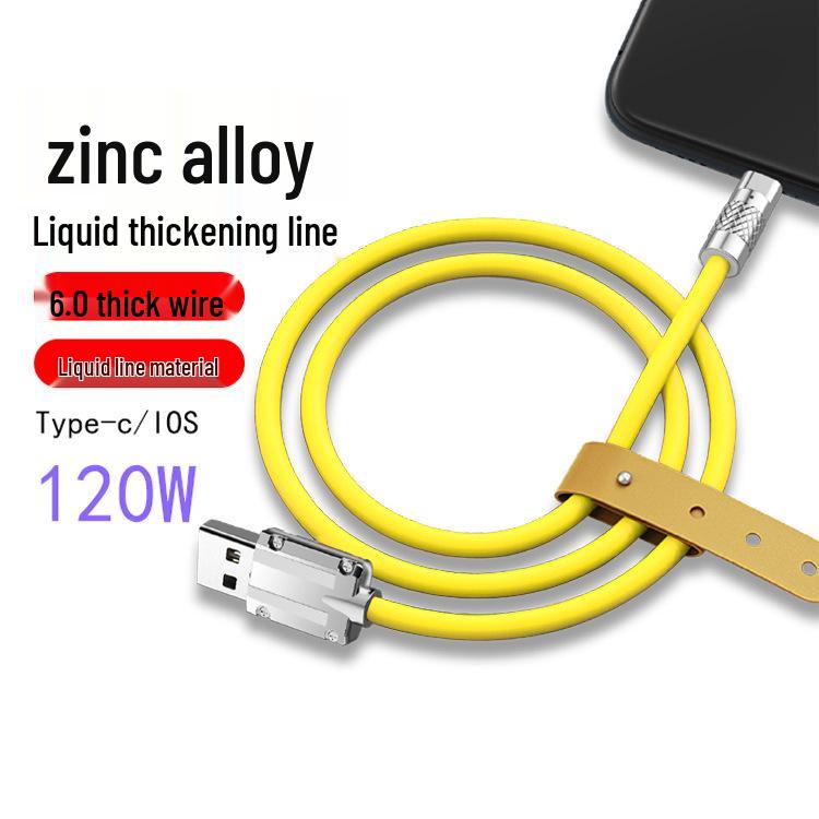 

120W Pure Copper Zinc Alloy Soft Rubber Fast Charging Cable for Apple & Huawei 1m Micro USB [Bare Cable]