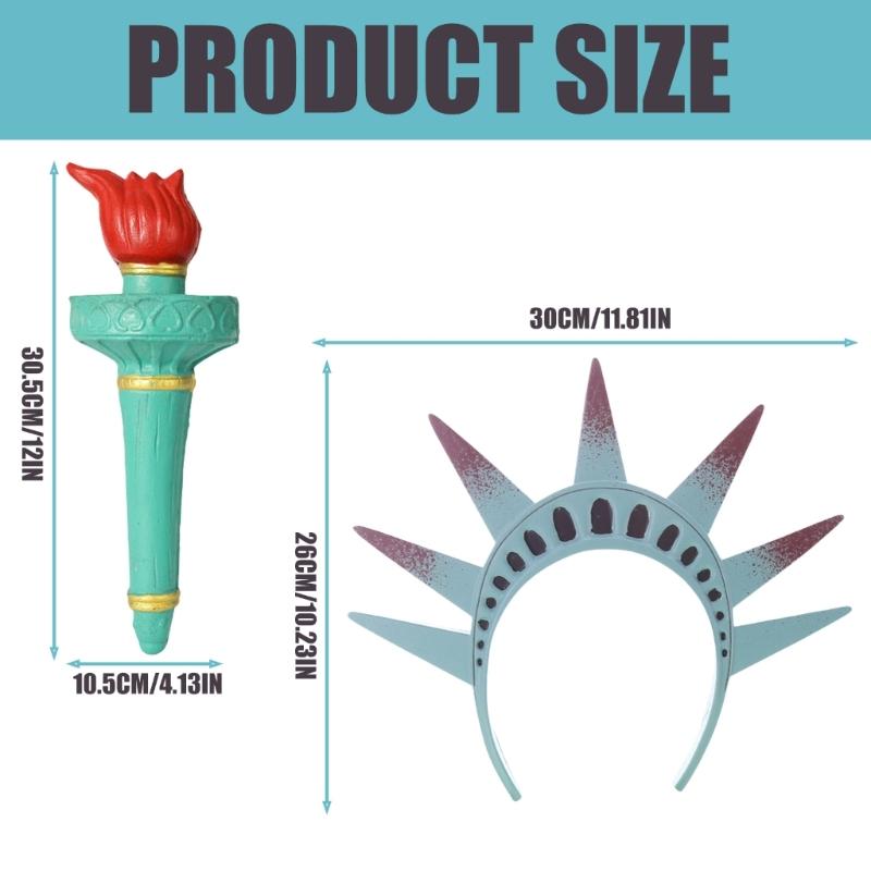 Statue of Liberty Torch Headband Novelty Hairhoop for Carnivals Party and Independence Day Cosplay Costume Accessories
