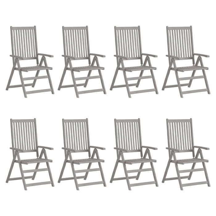 Maison Exclusive - Chaises inclinables de jardin et coussins lot de 8 Gris Acacia