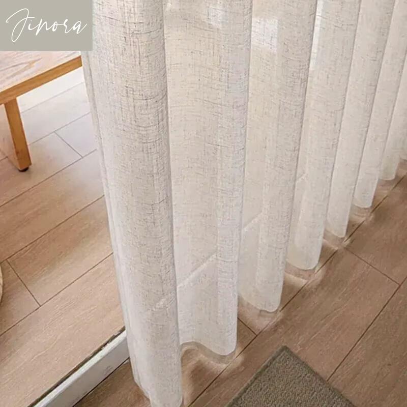 Cotton and Linen Texture Translucent Curtains for Bedroom Living Room with UV Protection Sheer Curtain Window Screen Yarn Custom