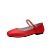 Flats Shoes Women Square Headed Flat Bottomed Mary Jane Shoes 2025 New French Retro Silk Single Shoes for Women Zapatos Mujer