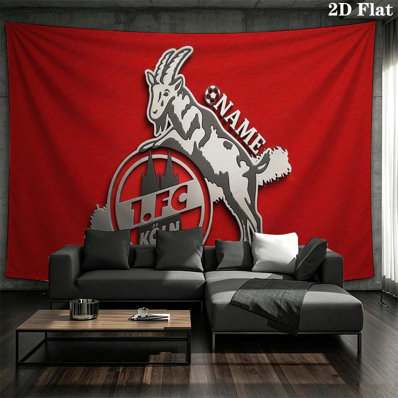 Custom Name,1. FC Köln Wall tapestry, aesthetic printed fabric blanket, suitable for bedroom, living room, and home decor.