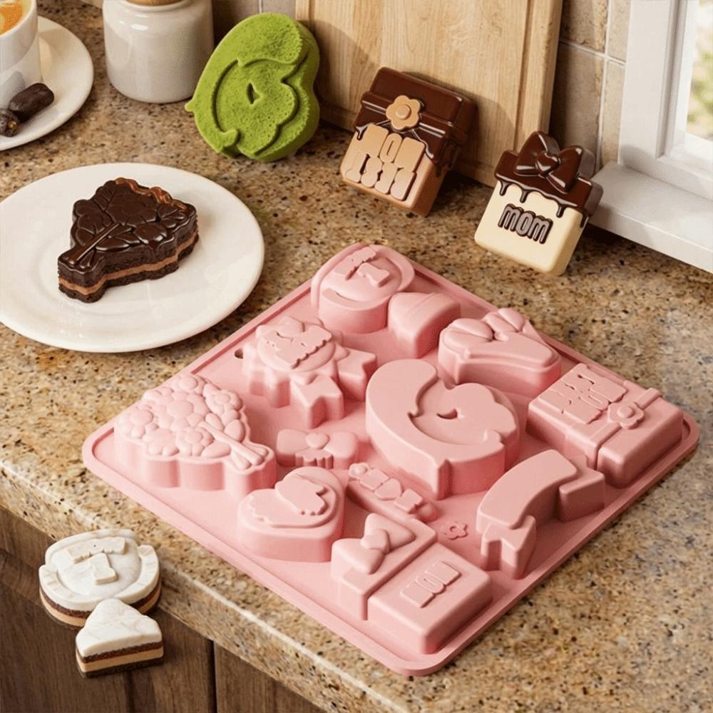 12 Cavity Mother's Day Theme Baking Mold Non-stick Reusable Chocolate Mould Non-toxic Easy To Demold Silicone Candy Mold
