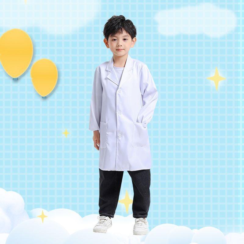 Kinder Arztkostüm Weißer Laborkittel Rollenspiel Outfit Wissenschaftsexperiment Uniform