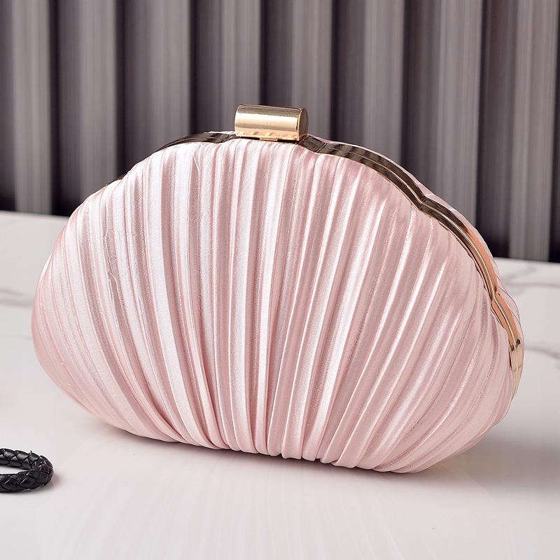 Beige Handbag Shell-shaped Luxury Designer Bag 2026 Brand Striped PU Crossbody Women's Bags Fashion Summer Evening Party Wallet