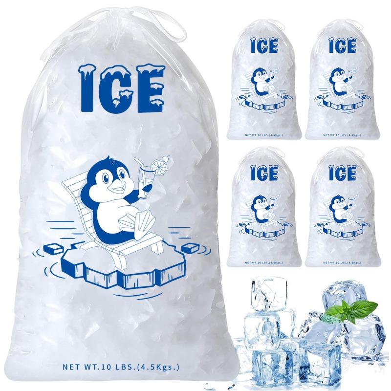 10pcs Portable Drawstring Ice Storage Bag Reusable PE Material Leakproof Cooler Bag for Outdoor Picnic Camping