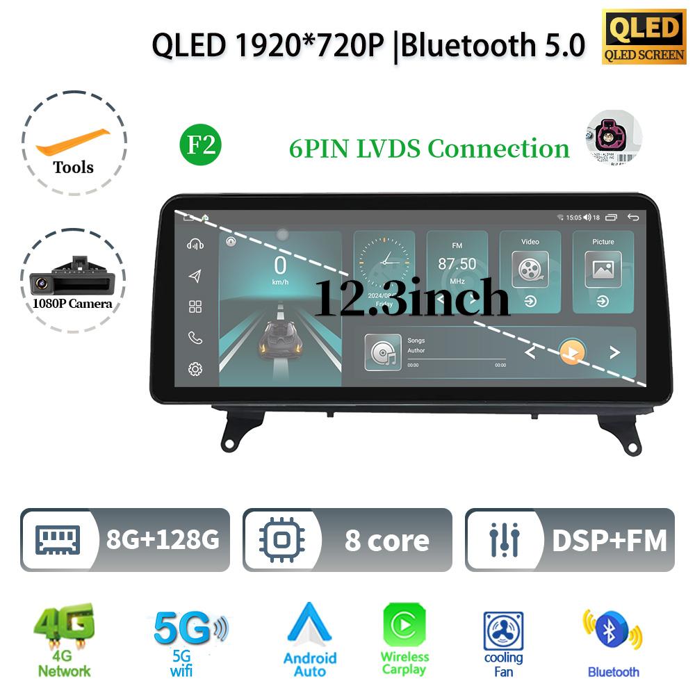 12.3" For BMW X5 E70 X6 E71 2007-2012 Android 14 Car Radio Multimedia 4G GPS Navigation Bluetooth Stereo CarPlay Touch Screen