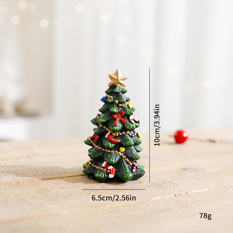 European Style Mini Christmas Tree Resin Ornament – Desktop Party Decoration