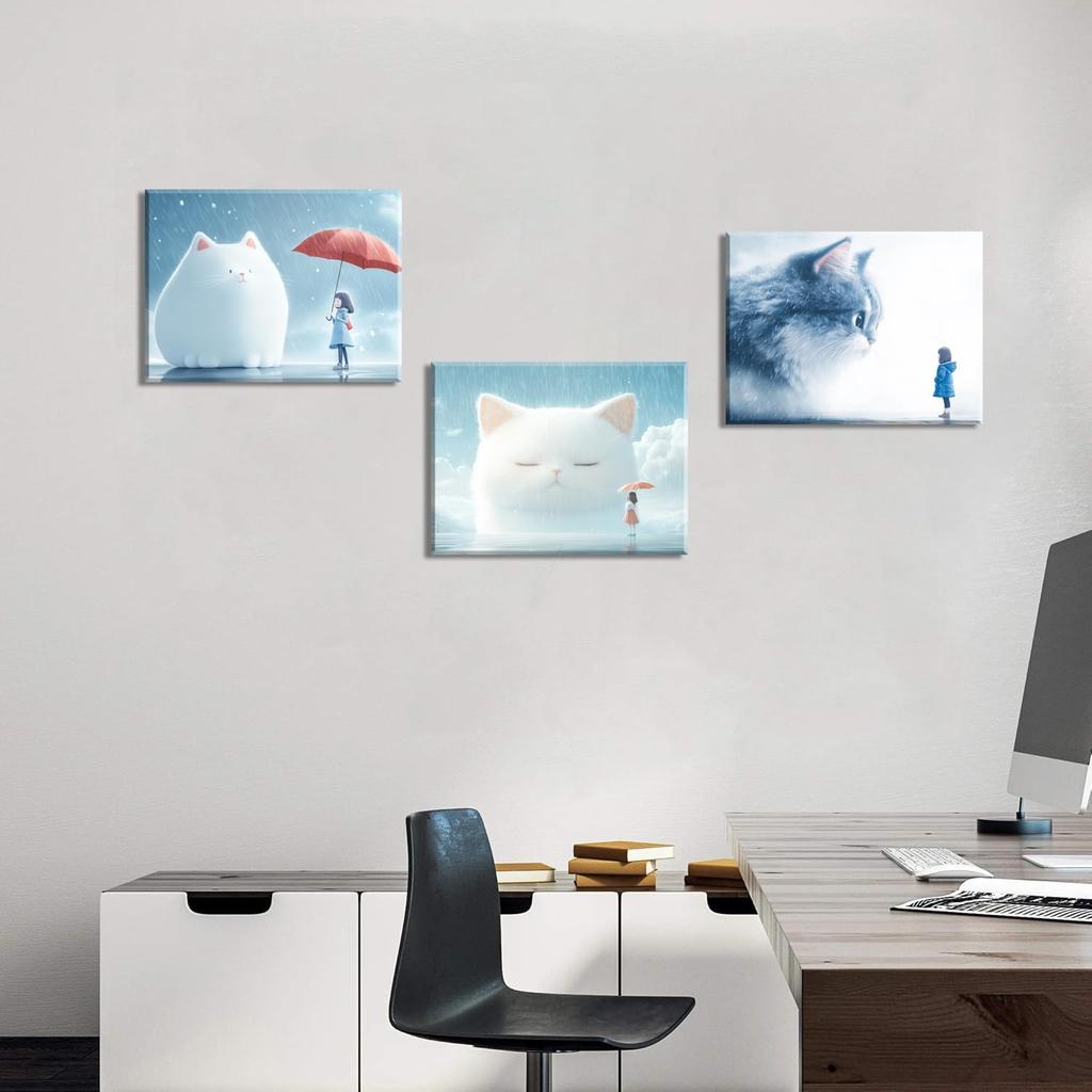 PIY PAINTING Kätzchen Leinwand Landschaft Wandkunst Wand Leinwand Wand Mädchen mit Zimmer Wohnzimmer Esszimmer Arbeitszimmer Küche Badezimmer 3 30x40 cm Druck, Winter