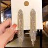 Exquisite Luxury Shiny Crystal Dangle Earrings for Women Long Tassel Full Rhinestone Statement Earring Korean Fashion Jewelry