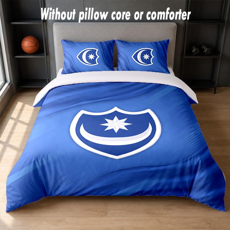 Portsmouth FC Design Bed Bedding Set 1 Duvet Cover + 2 Pillowcases Soft Breathable Household Bed Linens