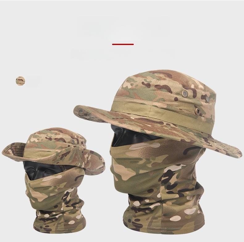 2pc Camouflage Breathable Full Coverage Bucket Hat&Balaclava Headwear Set,Suitable For Outdoor Fishing,Cycling,Hiking,Camping