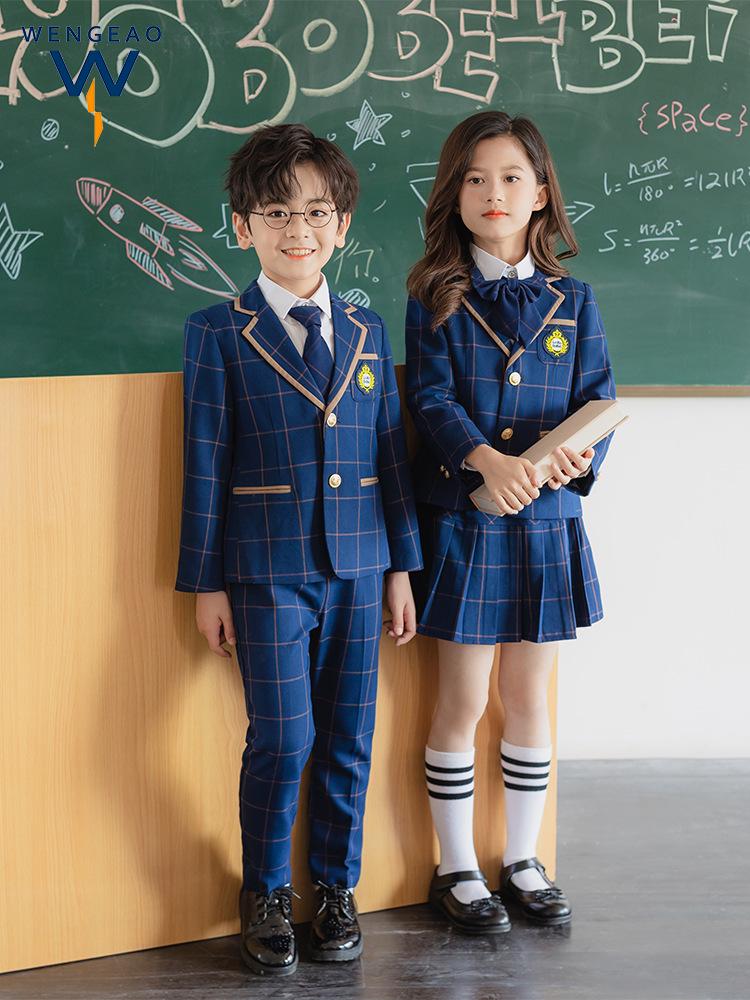 British Academy Style Girls' Pleated Skirt Uniform Set