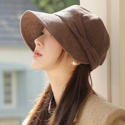 Korean Hats for Women In Autumn and Winter New Versatile Equestrian Hat Casual Face  Small Duckling Hat Outdoor Travel Sunbasin Hat