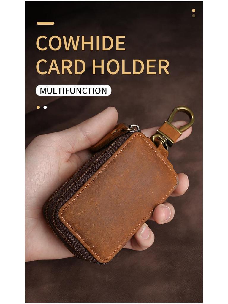 General Motors Multifunctional Leather Car Key Case with Dual Zippers