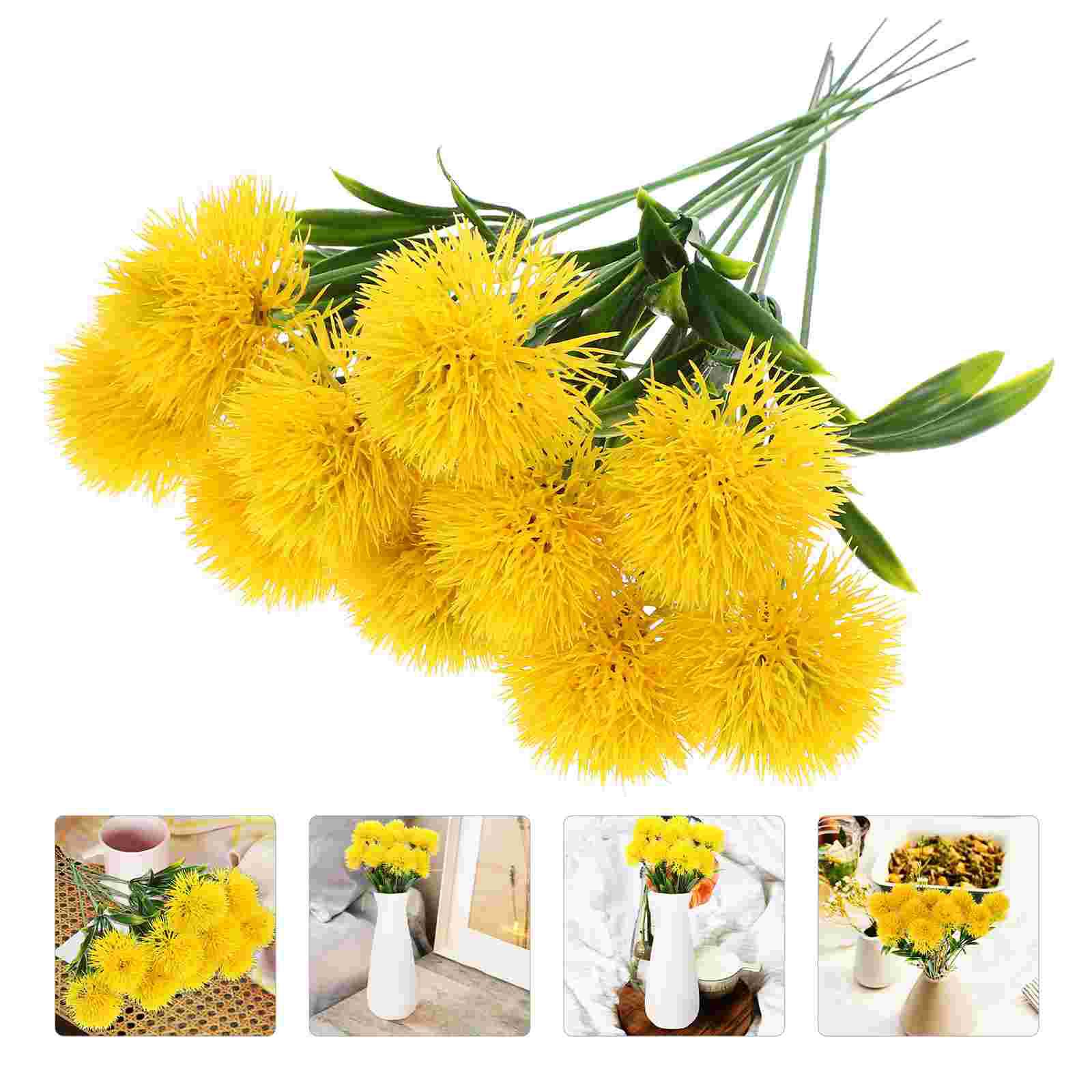 

10 шт. искусственные цветы гортензии искусственный одуванчик элегантные поддельные реалистичные одуванчики желтый имитация украшения для офиса 25X3.5CM жёлтый