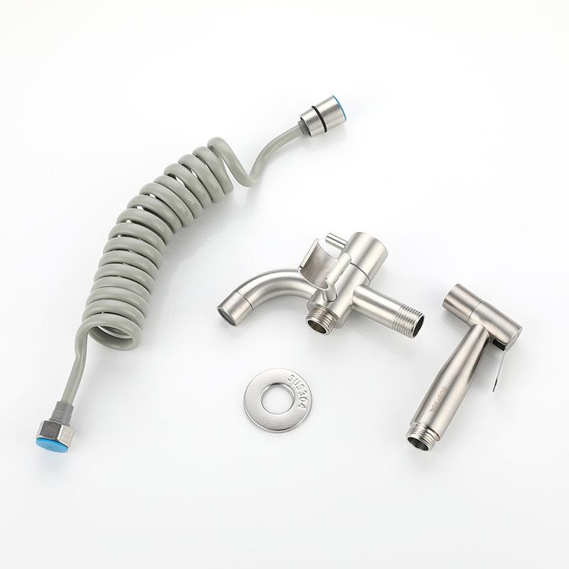Wall Mounted Nickel Toilet Bidet Sprayer Set  Single Cold Shattaf Bathroom Sprayer Shower Bidet High Pressure Gun 304 SS