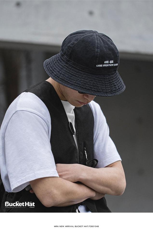 MRA Men's Japanese Stone-Washed Distressed Fisherman Hat for Large Heads - Enhances Face Slimness, Sun Protective Bucket Hat