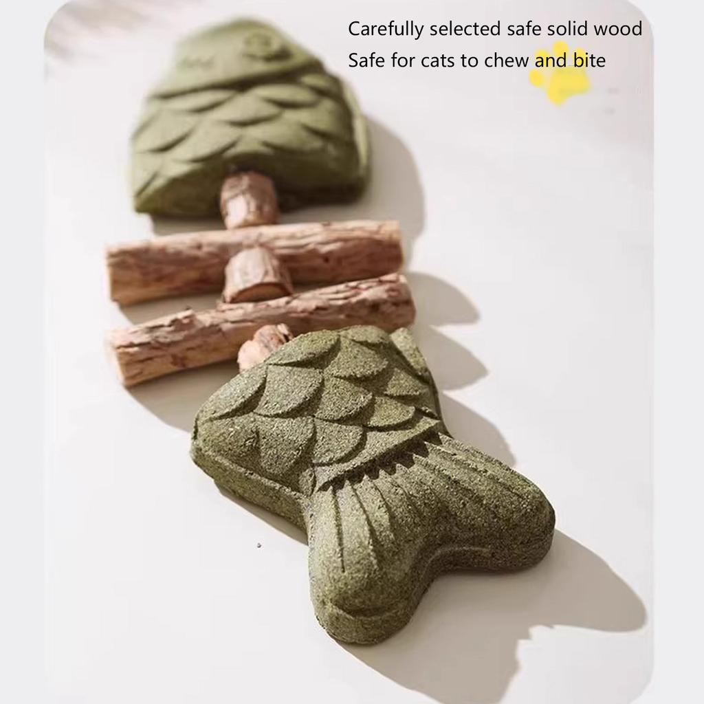 Realistic Fish Shaped Cat Chew Toy Durable Teething Bone For Kittens With Silvervine And Catnip