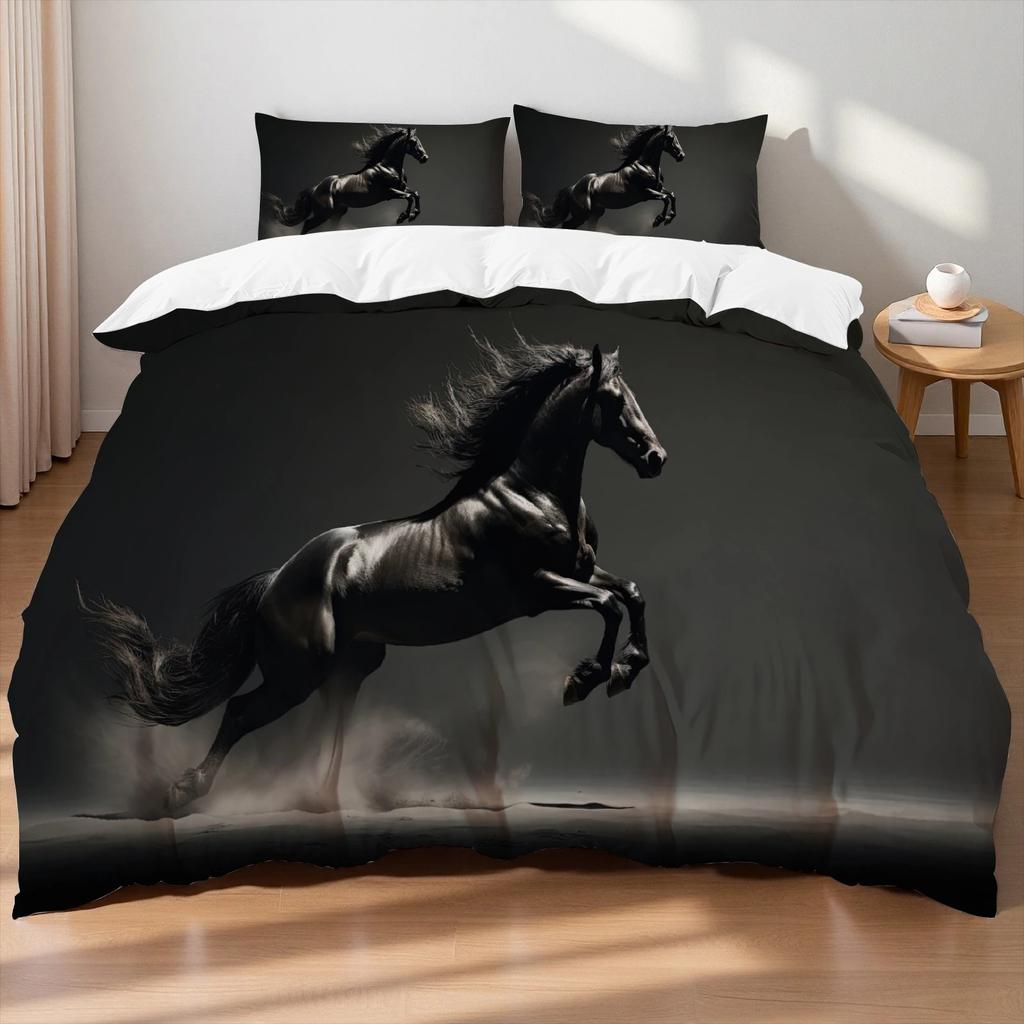 Horses Printed Bedding Set Twin Full Queen King Duvet Cover Comforter Cover Set Soft Quilt Pillowcase Animals Bed Linen For Gift