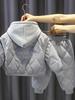 Children's Fleece-Lined Hoodie Set: Padded Vest, Cotton Pants, Baby Outerwear for Autumn & Winter