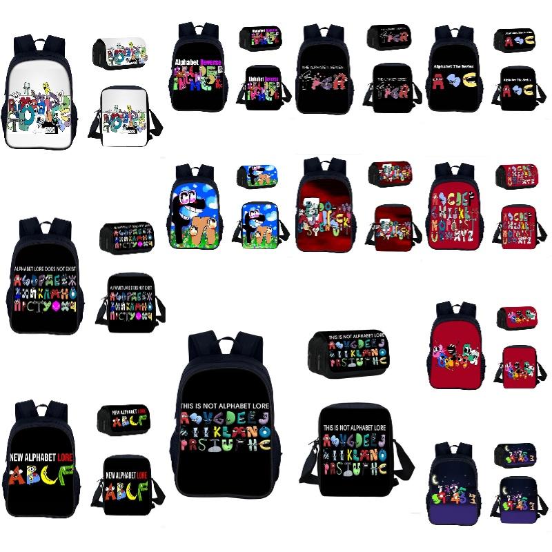 Alphabet Lore Backpack Cool And Breathable Student Bag For School In Red/black