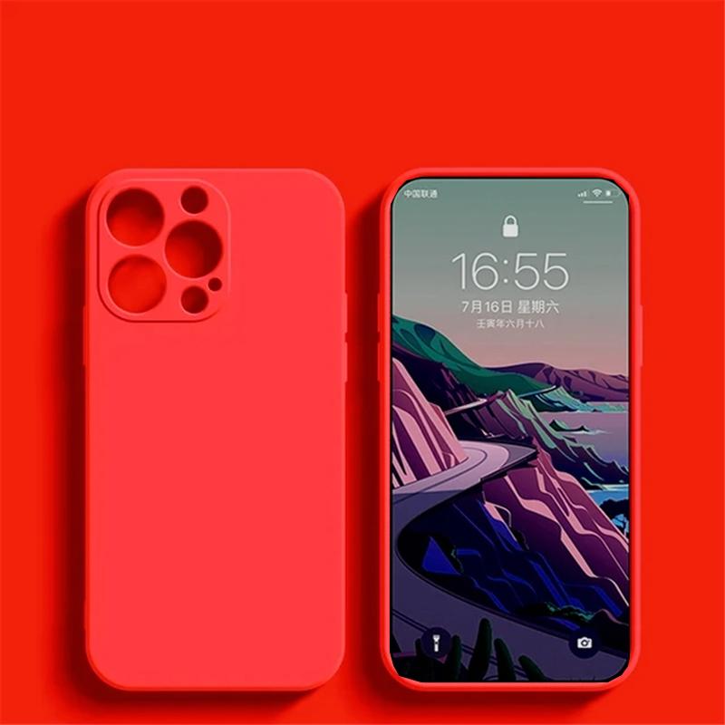 Matte Square Soft Liquid Silicone Phone Case For iPhone 15 14 13 12 11 Pro Max X XR XS Max 7 8 15 Plus Lens Camera Protection Cover