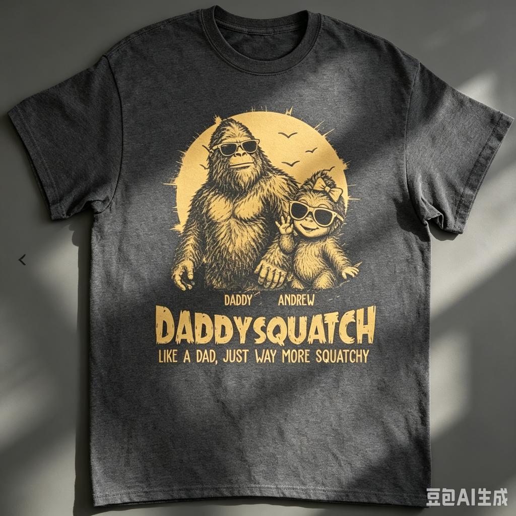 Squatchy Papa Personalized Shirt Funny Bigfoot Papa Shirt 2026 Summer Unisex Unisex 100Cotton Street Wear Y2K Oversized Tshirt