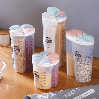 Kitchen Sealed Storage Box Cereal Dispenser Food Storage Tank Rotating Food Cups Container Case Flour Grain Cans Organizer