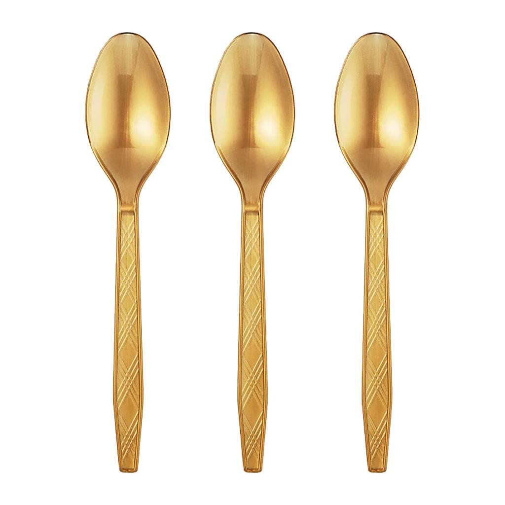 Forchetta usa e getta in plastica color oro per festa di compleanno